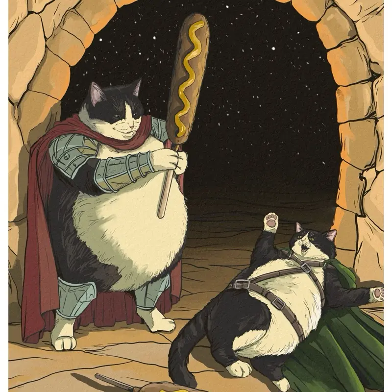 Corned! - corndog warriors, illustration 9x12 by yours truly