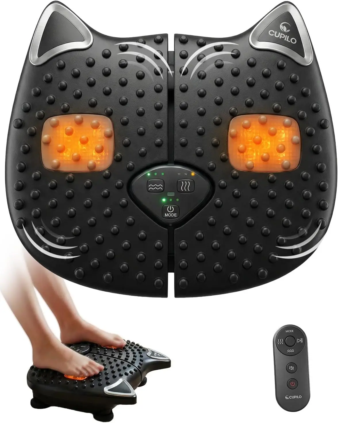 2026 Heated Vibration Foot Massager, Foot Circulation Machine with Remote Control for Foot & Leg Relief - CPL-5556R-BLK