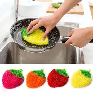 Strawberry Shape Polyester Yarn Dish Cloth Dishwashing Towels Kitchen Cleaning Rag Sponge Scouring Pads Cleaning Tools Supplies