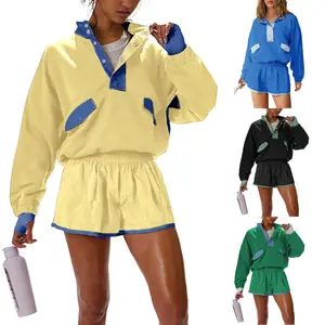 Kingapril Women's Two Piece Short Sets Summer Lounge Sweatsuits Long Sleeve Outfits Travel Tracksuit with Pocket Womenswear Clothes