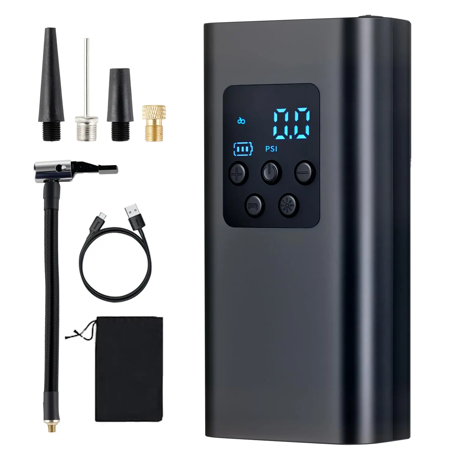 Portable Tire Inflator: 150PSI Air Pump for Car Tires, 6000mAh Battery, 2X Faster, with Digital Pressure Gauge for Cars, Bikes, Motorcycles, Balls