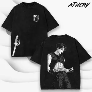Levi Ackerman Attack On Titan Anime Manga Series Graphic T-shirt Oversized Streetwear Crewneck Troupe Hoodie Sweatshirt Tanktop 100% Cotton Vintage Acid Wash Tee Menswear 2026