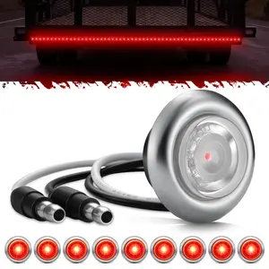 Partsam 10Pcs 3/4" Mini LED Marker Light Red Auxiliary Light Side Marker Clearance Light Indicators with Bullet Plug for Trailer Truck Pickup Camper RV