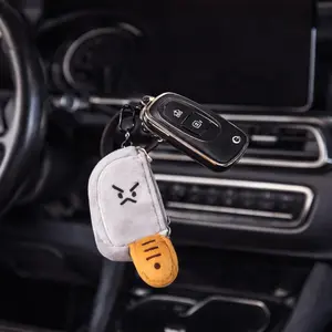 Cute Plush Keychain Pouch, Mini Coin Purse Zipper Wallet for Car Keys, Coins & Earbuds, Kawaii Bag Charm, Winter Essential & Valentine Gift