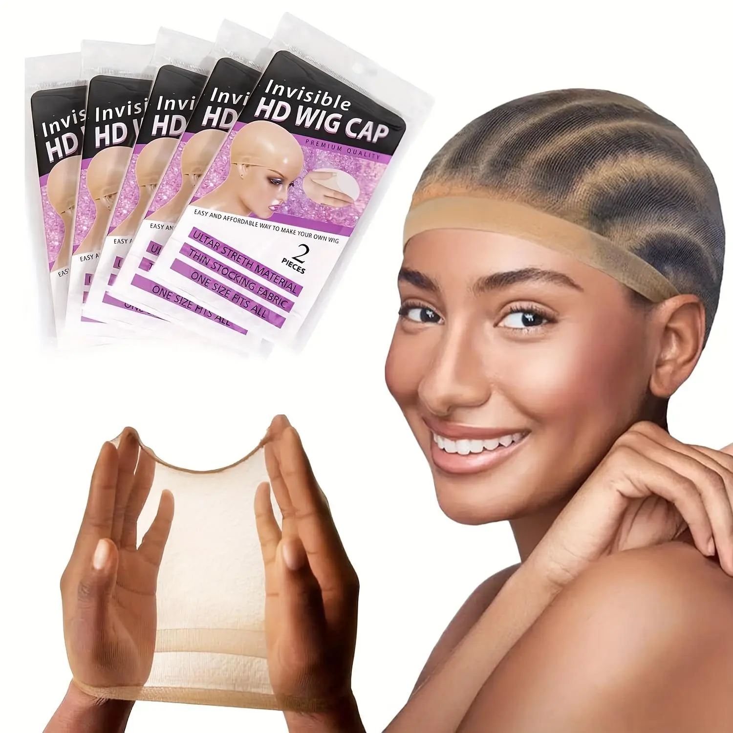HD Wig Cap, 1 Pieces Invisible and Sheer Breathable Ultra-thin Stretchy Stocking Caps for Lace Front And Closure Wigs