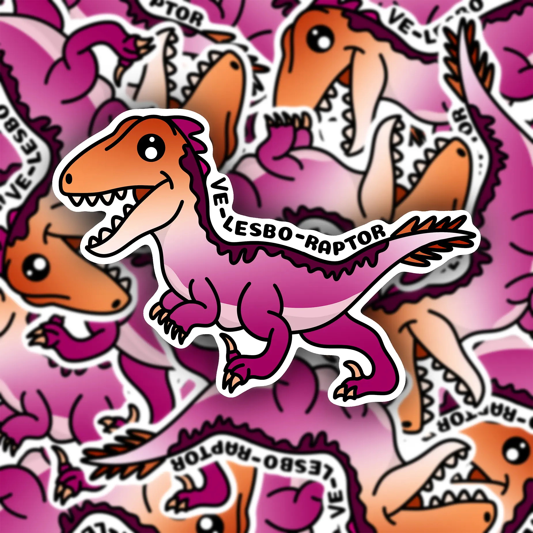 Ve-Lesbo-Raptor Dinosaur Vinyl Sticker