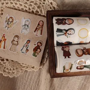 JAIIMAN 520pcs Special-shaped 26 Patterns Bible Saints, Faith Cut, Christians, Bible Characters Sticker Roll, DIY Crafts, for Gift Wrapping, Cards, Decorations,Holiday Decoration, Vibrant Festive Designs, Decorative Labels, Craft Enthusiasts