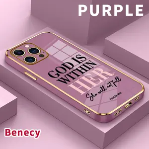 Plating Mobile Phone Case for iPhone 17 15 Pro Max Air 16 14 Plus 13 12 11 Divine Inner Strength Printed Soft Silicone TPU Glossy Anti-oil Protective Cover Shockproof Smartphone Casing