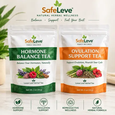 SafeLeve Hormone & Ovulation Duo Tea Bundle - Certified Organic Beverage, Vitex Fruit & Herbal Blends, Mint Fruit & Herbal Tea for Women's Hormonal Wellness & Healthy Ovulation Support