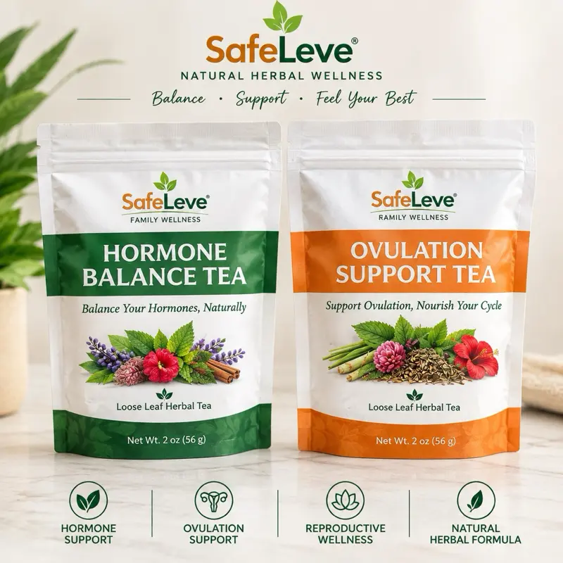 SafeLeve Hormone & Ovulation Duo Tea Bundle - Certified Organic Beverage, Vitex Fruit & Herbal Blends, Mint Fruit & Herbal Tea for Women's Hormonal Wellness & Healthy Ovulation Support