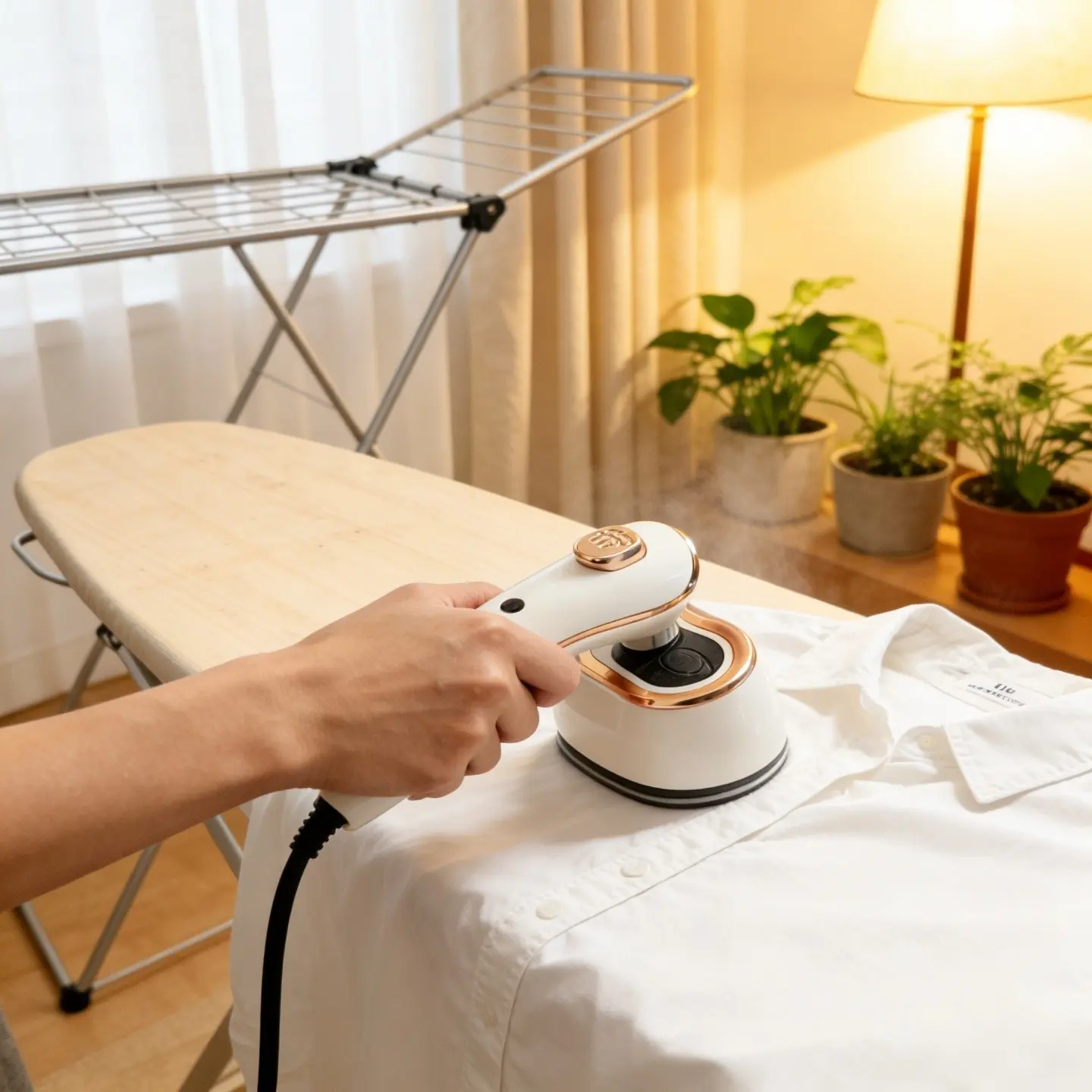 Foldable Steam Iron Portable Handheld Iron for Travel, Mini Handheld Fabric Steamer with 180℃ Temperature and 7-Hole Steam, Dorm Essential Travel Gadget, Handheld Ironing Machine, Steamer Iron for Clothes, Clothing Iron