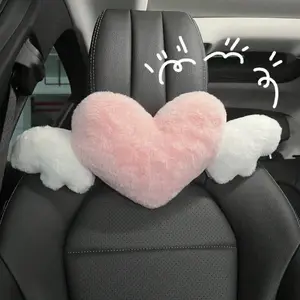 1PC Car Headrest Waist Support, Driving Waist Net Love Wings, Car Neck Protector Cushion, Car Seat Back Waist Cushion
