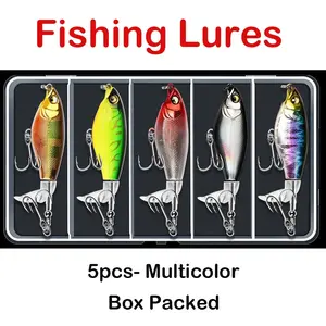5PCS-Top Water Fishing Lures, Whopper Lure for Freshwater or Saltwater, Floating Lures for Bass Catfish Pike, Surface Wobble PoPobait Bass Baits Teasers Fishing Gifts for Men