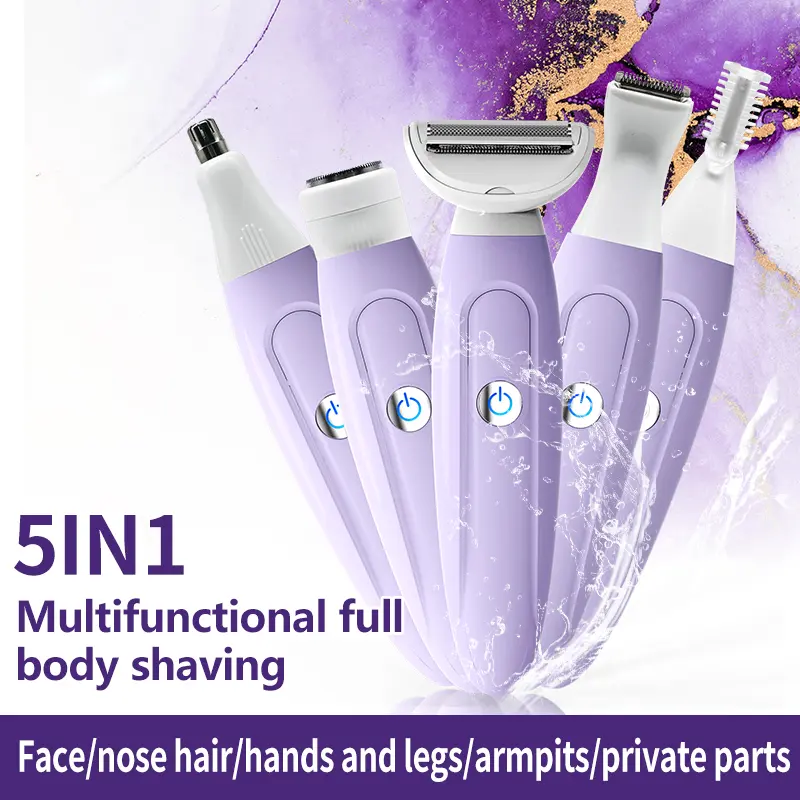 5 in 1 Facial Electric Shaver for Women, Rechargeable Eyebrow Nose Hair Trimmer, Epilator Hair Remover, Manscaped Shaver, Electric Body Hair Trimmer, Personal Care Appliances for Women