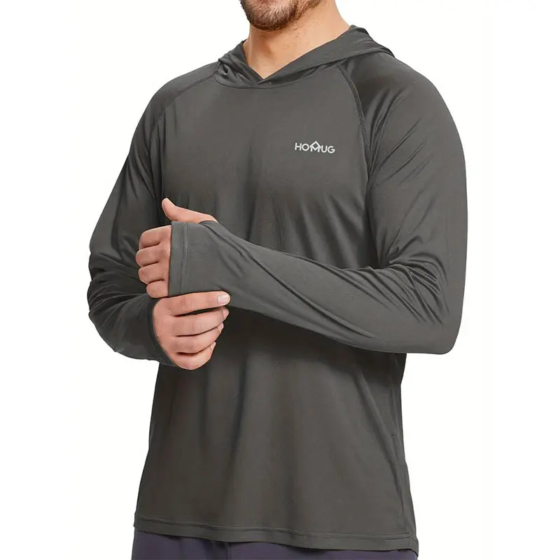 Men’s UPF 50+ Sun Protection Long Sleeve Pullover, Lightweight & Breathable with Thumb Holes for Sports & Everyday Outdoor Use