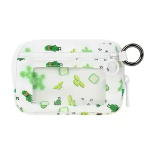 Pickle  Wristlet Wallet - Green Pickle Design with Zipper Closure  - Compact 5.5" x 3.5" - White Silk Liner