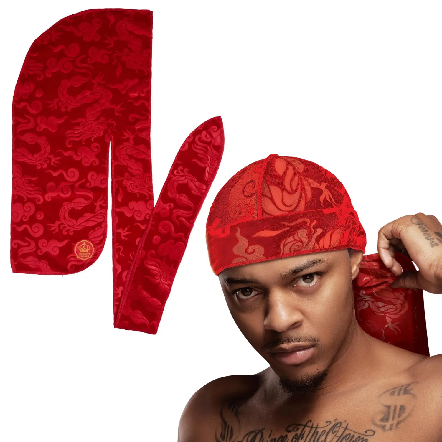 Premium Velvet Durag for Men - 360 Wave Hairstyle Compression Wave Cap, Soft Stretch Long Tail Do Rag, Adjustable, Barber Use, Daily Wear Sports & Outdoor Hat