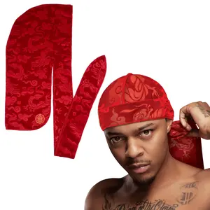 Premium Velvet Durag 360 Waves Compression Wave Cap Soft Stretch Long Tail Do Rag for Men Women