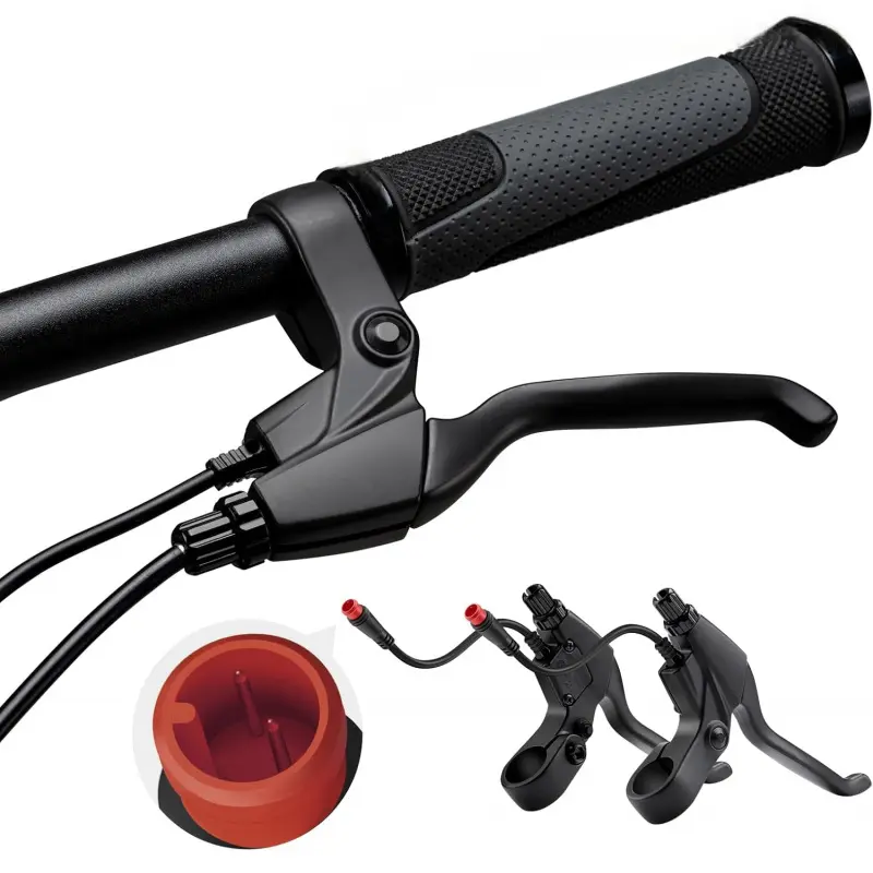 2 Pin Brake Levers for Electric Bicycle, Brake Lever Handle Bar Grips 2 Wires Left & Right E-Bike Replacement Parts (1 Pair), 12cm Cable Length2026