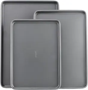 [Limited Time-Deal]Everyday Nonstick Carbon Steel Baking Sheet Set, 3 Pack – Small 13” x 9”, Medium 15” x 10”, Large 17” x 11” – Carbon Steel Cooking Pans, Cookie Sheet Bakeware Set