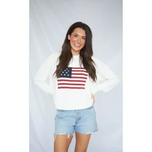 declaration flag sweater - white