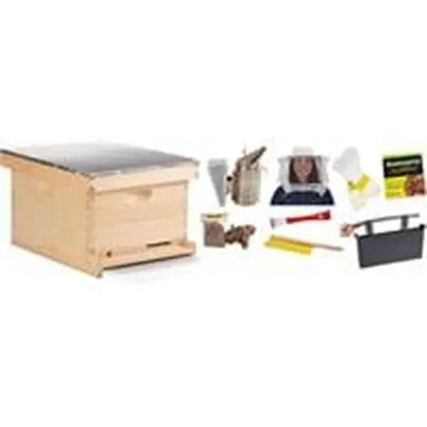 Miller Mfg 052855 Beekeeping 10-Frame Beginner Hive Kit - All You Need for Beekeeping, Includes Veil, Smoker, Bee Brush