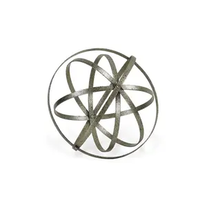 HomeRoots 399655 10 in. Speckled Gray Metal Orb Decorative Sculpture