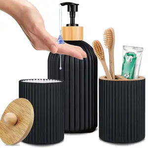 Bathroom Countertop Container Hand Soap Dispenser Cotton Ball Storage Box Toothbrush Holder Home Decoration Organizer NONE