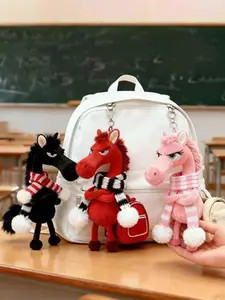 2026 Year of the Horse Keychain, Creative Cartoon Horse Plush Keyring, Fashionable Horse Shape Backpack Pendant, New Year Gift