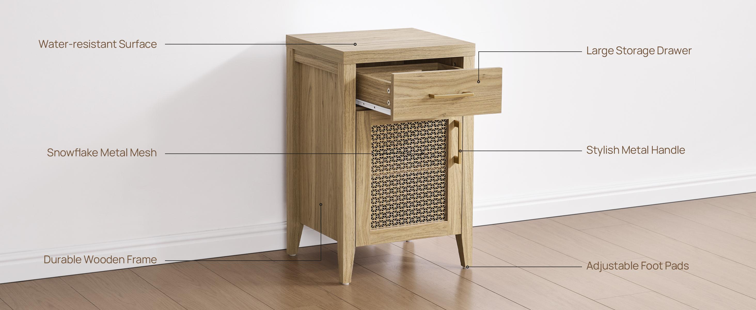 SICOTAS Tall Nightstands Set of 2 with Drawer, Mid Century Modern Wood Night Stand Rustic Bedside Tables with Storage, Vintage End Tables with Metal Mesh Door for Bedroom, Brown Oak SICOTAS Tall Nightstands Set of 2 with Drawer, Mid Century Modern Wood Night Stand Rustic Bedside Tables with Storage, Vintage End Tables with Metal Mesh Door for Bedroom, Brown Oak