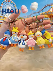 6pc Cute Kawaii Cartoon Duck Keychain 3D Silicone Funny Dressed Duck Pendant Key Ring Backpack Bag Charm Gift for Women Men Duck Animal Lovers