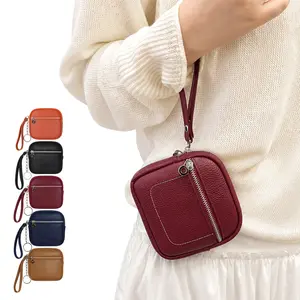 Square Mini Card Wallet with Coin Purse – Compact Zipper Lock Design Small Money Bag – Stylish Slim PU Leather Card Holder Wallet for Cash, Cards & Coins – Unisex Everyday EDC Accessory Gift for Men & Women