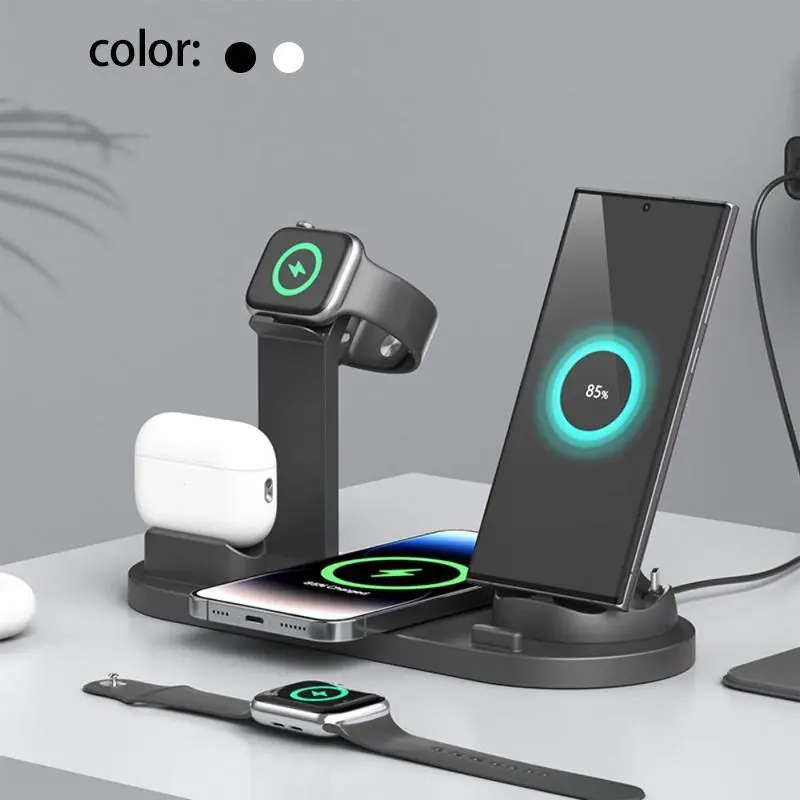 15W Fast Wireless Charging Stand, Multifunctional Foldable Charging Charger, Folding Charging Station for Multiple Devices, Portable Charger for iPhone & Apple Watch & AirPods & Samsung, Super Fast Charging, Fast Charger Dock