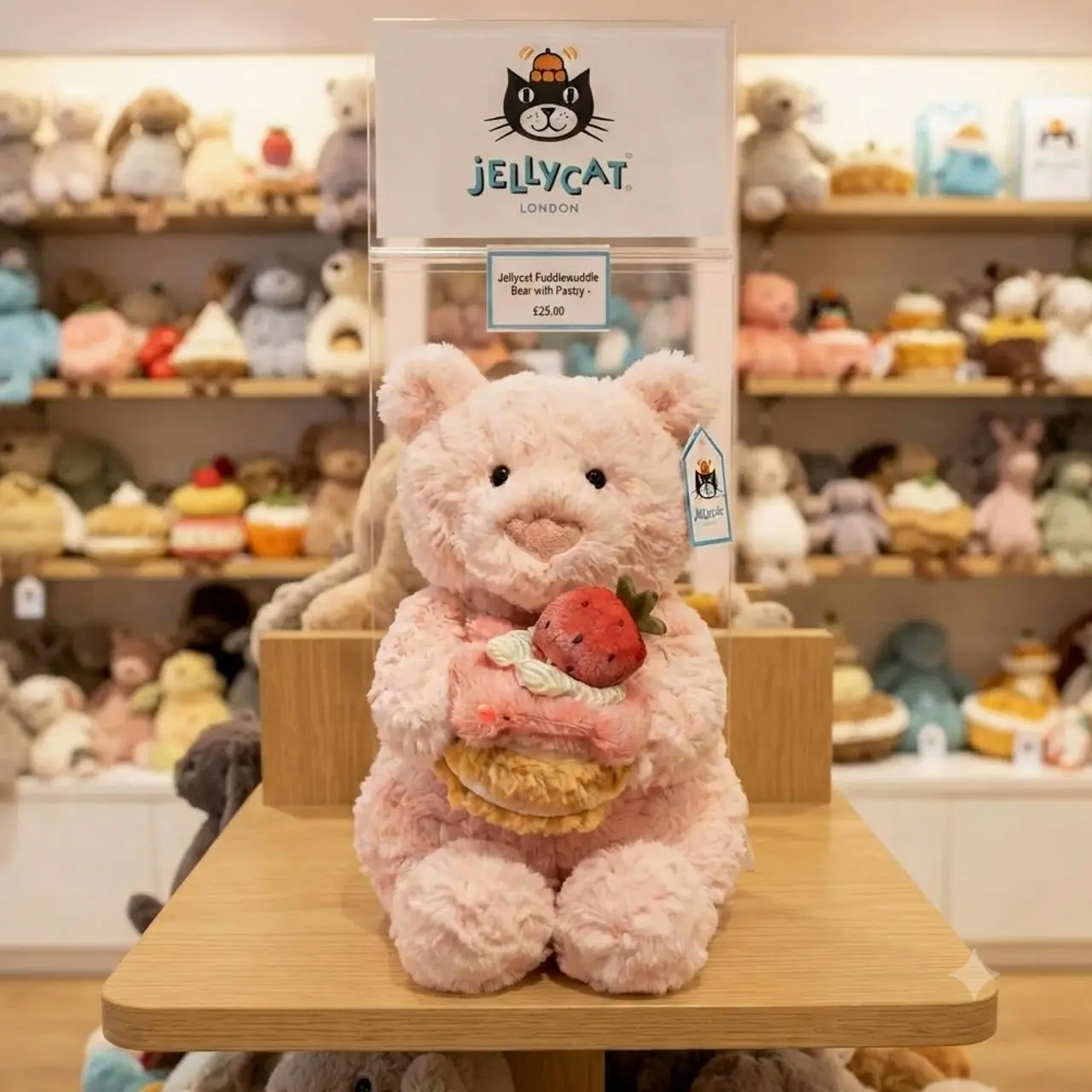 jellycat Leola Bear with Strawberry Cake Stuffed Animal – Adorable Plush Gift with Dust Bag, Collector & New Born Gift
