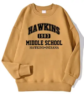 Stranger Things Hawkins Middle School Crewneck Sweatshirt Menswear Pullover Soft Vintage