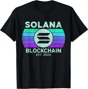 Retro Solana SOL Coin Decentralized Application | Solana Unisex T-Shirt Cotton Menswear Man Classic men  gifts