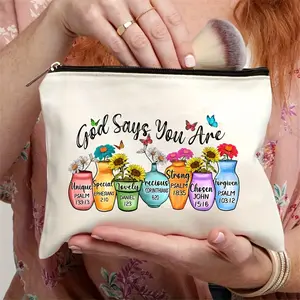 Large Capacity Printed Canvas Zipper Bag, ID Passport Holder, Portable Storage Pouch, Women's Washable Toiletry Bag