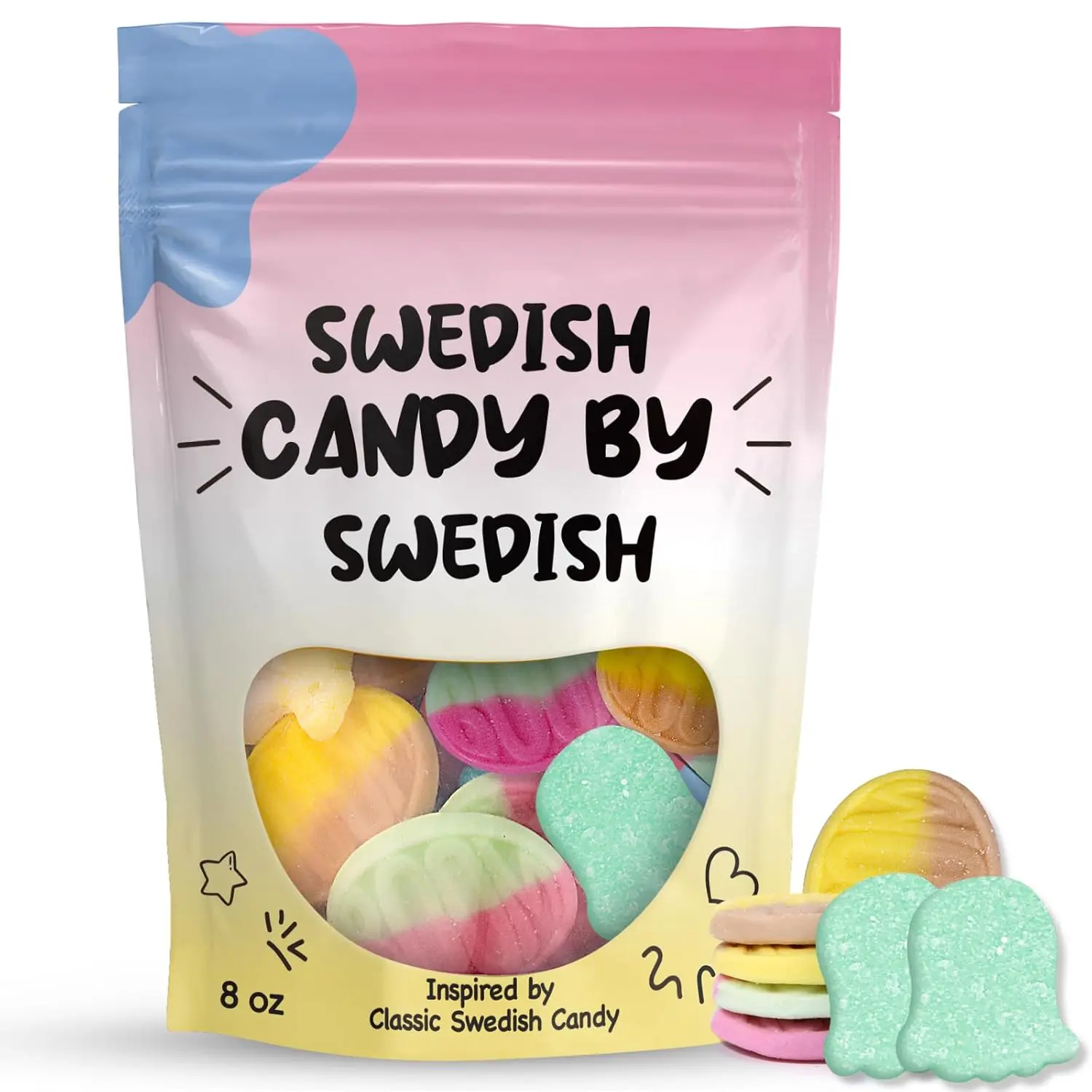 Swedish Candy Mix – Sour Gummies & Gummy Skulls, Vegan Chewy Candy Variety – Imported Scandinavian Treats in 8oz Resealable Bag – Fruity, Bouncy Texture for Candy Lovers, Party & Snacking