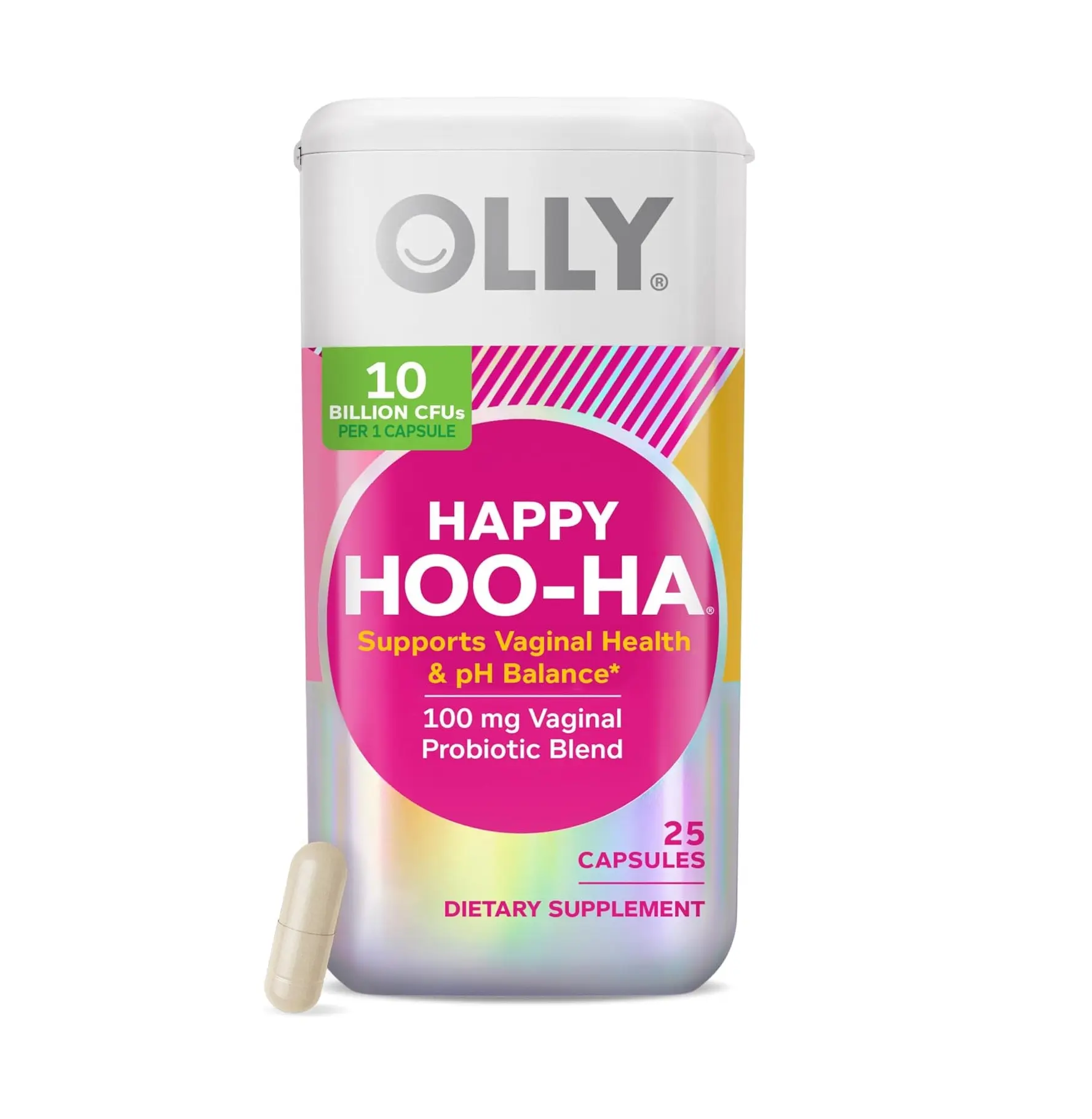 OLLY Happy Hoo-Ha Capsule, Vaginal Probiotics for Women - 25 Count Healthcare Bathroom Vitamin