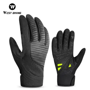 WEST BIKING Winter Bicycle Warm Riding Gloves. Full Finger Sensitive Touch Biking Gloves, Thermal Fleece Shock Absorption Cycling Gloves,Ski Gloves