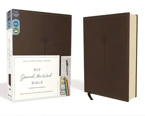 NIV, Journal the Word Bible (Perfect for Note-Taking), Leathersoft, Brown, Red Letter, Comfort Print: Reflect, Take Notes, or Create Art Next to Your Favorite Verses Imitation Leather – Notebook, June 5, 2018