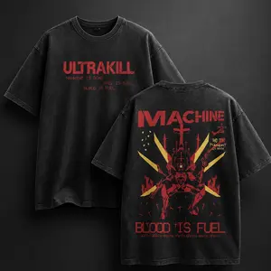 2 sided - ULTRAKILL Graphic T-Shirt, Vintage Washed Oversized Retro Gamer Tee