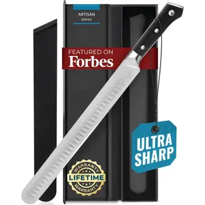 Brisket  - 12" Carving & Slicing  for Meat & BBQ - Razor   Steel, Sheath Included,  Full Tang Handle Design, Grilling Gifts for Men - Artisan Series