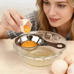 1 KITEOAGE Stainless Steel Egg Yolk Separator - Heavy-duty 430-grade egg yolk strainer, ideal for meringues, cakes, mayonnaise, and ice cream - Easy-to-clean egg white separator for baking and cooking (compatible with egg whites)