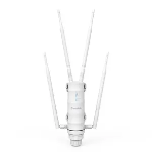 WAVLINK AC1200 Outdoor WiFi Extender - Starlink-Compatible Dual-Band 2.4GHz WiFi Signal Booster with Gigabit Port, 4x7dBi Antennas, POE Power, IP65 Waterproof, AP/Router Mode, Gaming/Streets Use, 10x Faster Speeds, Father's Day Gift Idea