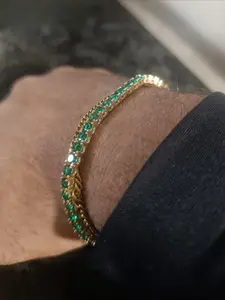 1pc 4mm Green Tennis Bracelet Men's & Women's Bracelets Thanksgiving Christmas Father's Day Holiday Gift Everyday Gift Adjustable Bangle Jewelry