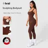 BRXL Women's High Waist Compression Solid Color Jumpsuit - Built-in Bra, Tummy Control, Breathable Mesh Panels, Stylish Activewear for Gym Workout Women, Sporty Comfy Stretchable Shapewear