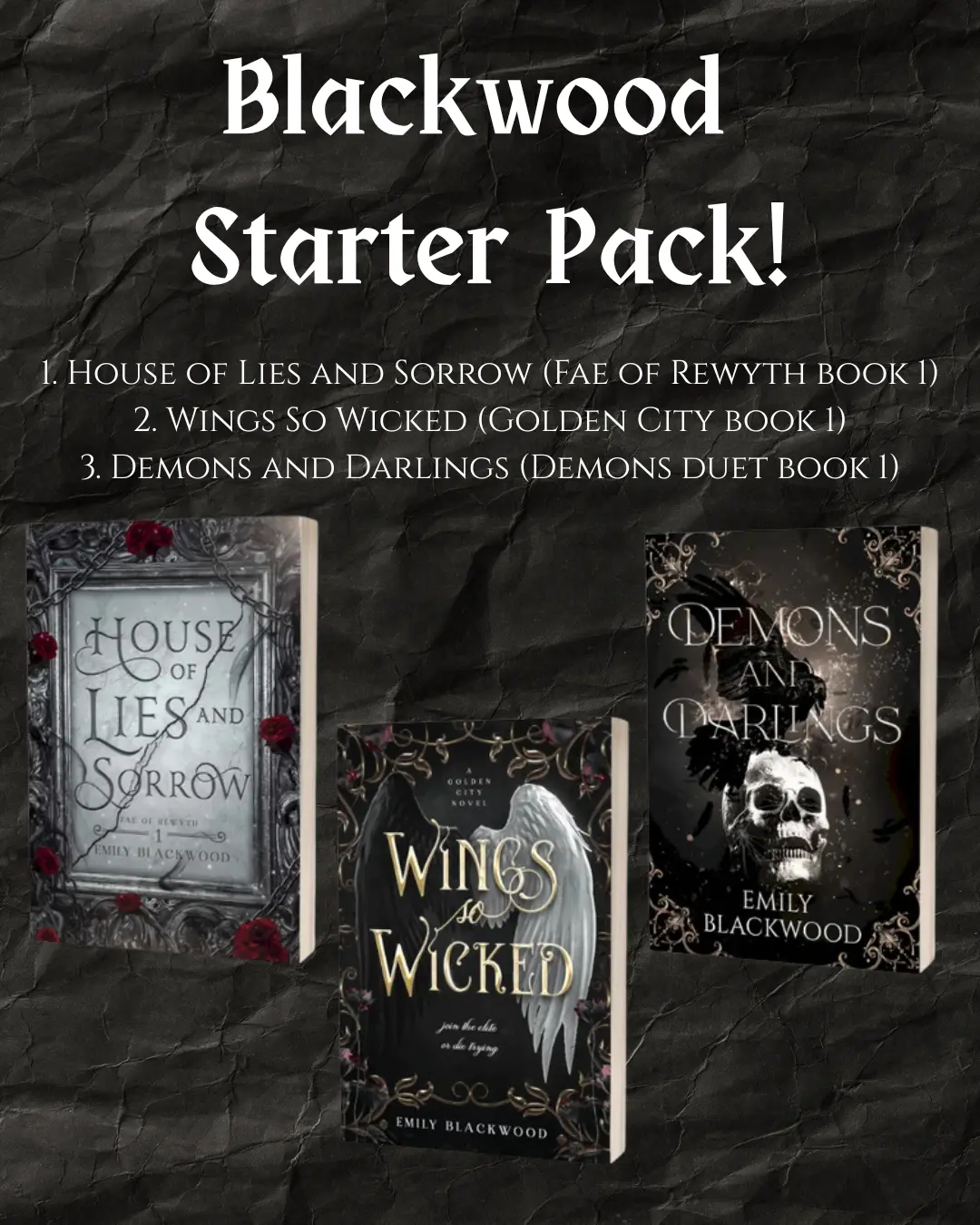 Signed Blackwood Starter Bundle: Wings So Wicked, House of Lies and Sorrow, Demons and Darlings - Fantasy Romance and Paranormal Novels