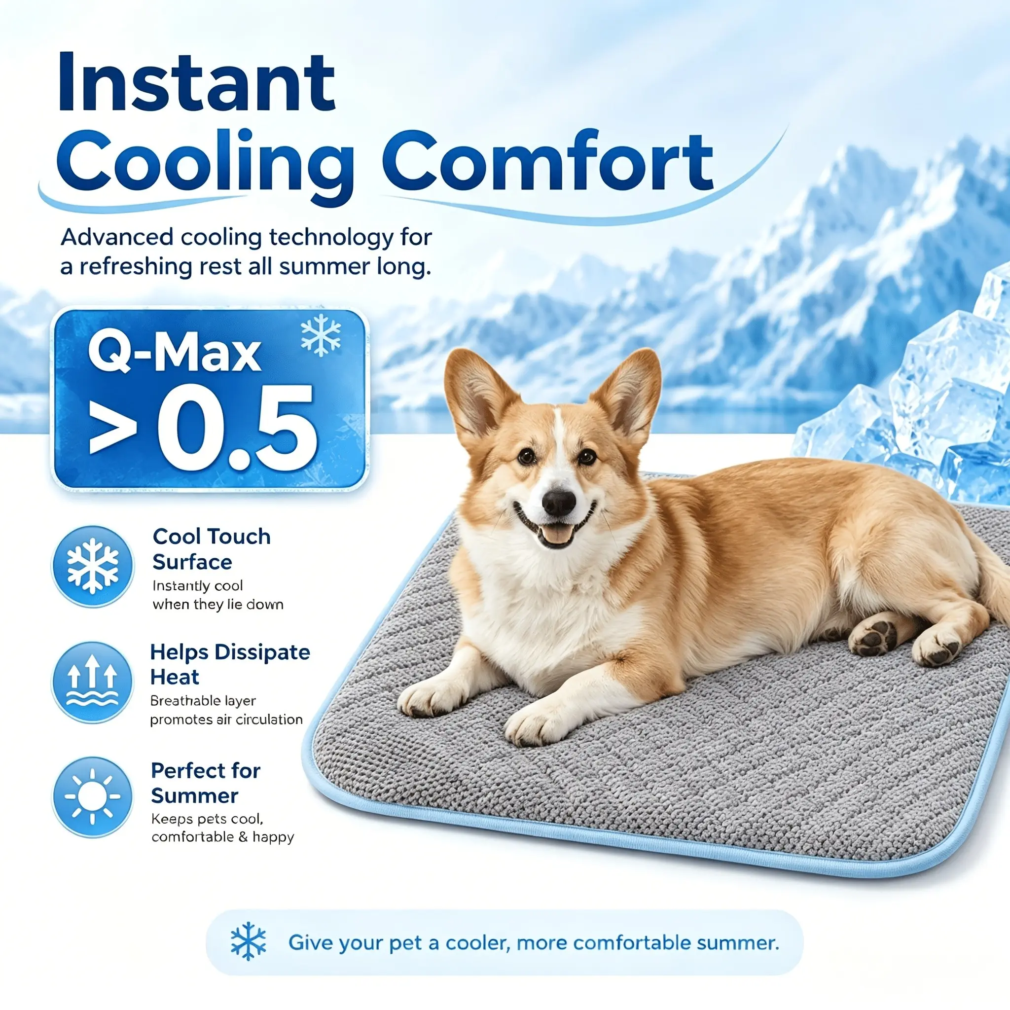 Dog Cooling Mat with Removable Gel Pad Suitable for Summer & All-Season Use, Cooling Bed for Small/Large Dogs & Cats, Gel, Portable Rectangular Pad for Crate Bedding,, Couch - for Puppies & Pets