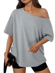 Women's Off-Shoulder Loose Short-Sleeve T-Shirt, Casual & Stylish Fashion for Spring & Summer 2026, Perfect for Daily Wear